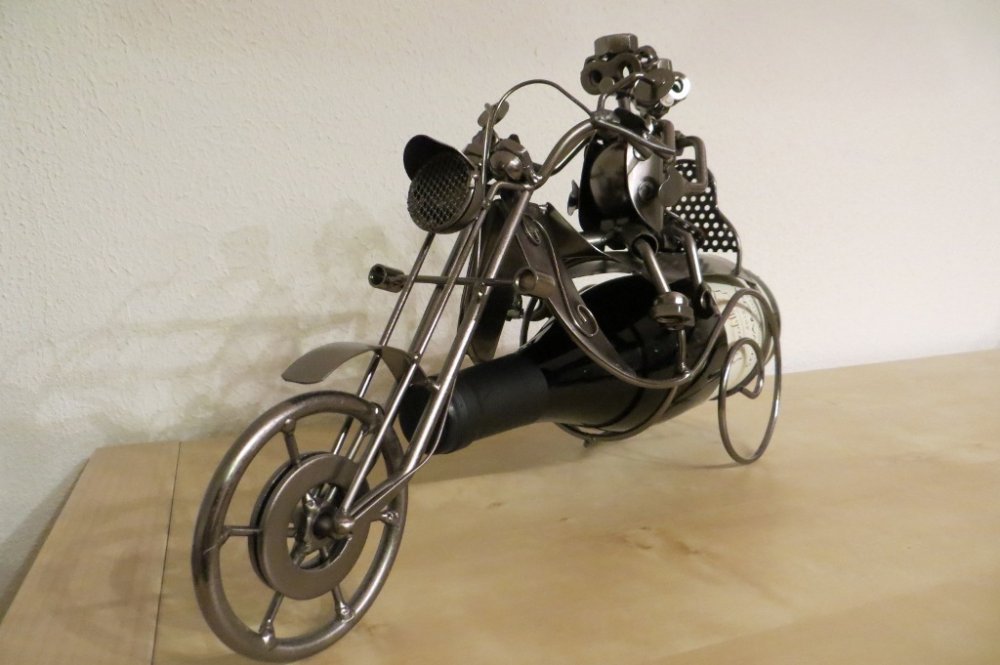 Flaschenhalter Motorrad Biker Moped Metall Wein Flasche Sekt